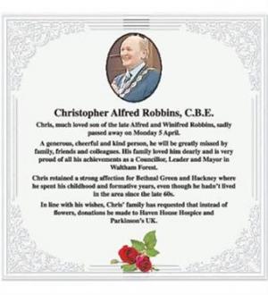 Christopher Alfred Robbins CBE