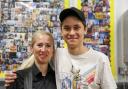 Norlington School pupil Gyokalp Garpla celebrates his GCSE results with his mother