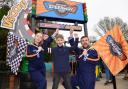 The visit coincided with the opening of a new attraction the Minifigure Speedway