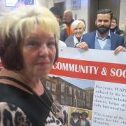 Kathy Bracken and her protest delegation to the town hall in 2018 to save Wapping pensioners' club