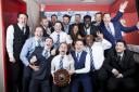 UEL's rugby club celebrate their most improved award (pic Sonya Hurtado)