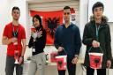 Students at Barking and Dagenham College's Technical Skills Academy raising money for victims of the Albanian earthquake. Picture: