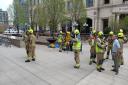 Firefighters were called to the health club in Cabot Square after a smell of chemicals was reported