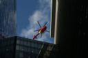 An air ambulance arrives at the Royal London Hospital in Whitechapel