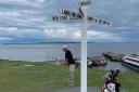 David at John O'Groats with first of 10,000 swings towards Land's End.
