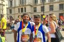 Emdad Rahman (left) completed 10 British 10k's in a row by running the iconic London capital city run on Sunday (pic: Muhammad Talha).