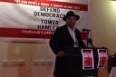MP George Galloway speaks in defence of mayor Lutfur Rahman at a rally