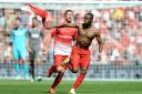 Leyton Orient's Moses Odubajo celebrates scoring his team's opening goal at Wembley (pic: Nigel French/EMPICS)