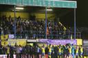 Haringey Borough players applaud the fans at Coles Park (pic: George Phillipou/TGS Photo).