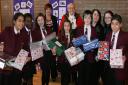 Brittons Academy students with the shoeboxes they have filled