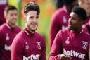 West Ham United\'s Declan Rice training ahead of their clash with Anderlecht