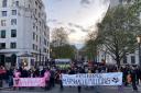 Around 200 people gathered outside New Scotland Yard to protest