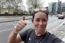 Rachel Kelly's practice run for London Marathon with 'selfie' at Tower Hill