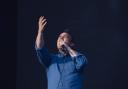 Samuel T Herring on stage with Future Islands at All Points East in Victoria Park on Saturday. Picture: Louise Morris