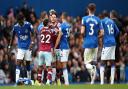 Tempers flare between the Everton and West Ham players at Goodison Park