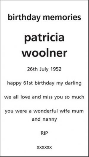 patricia woolner