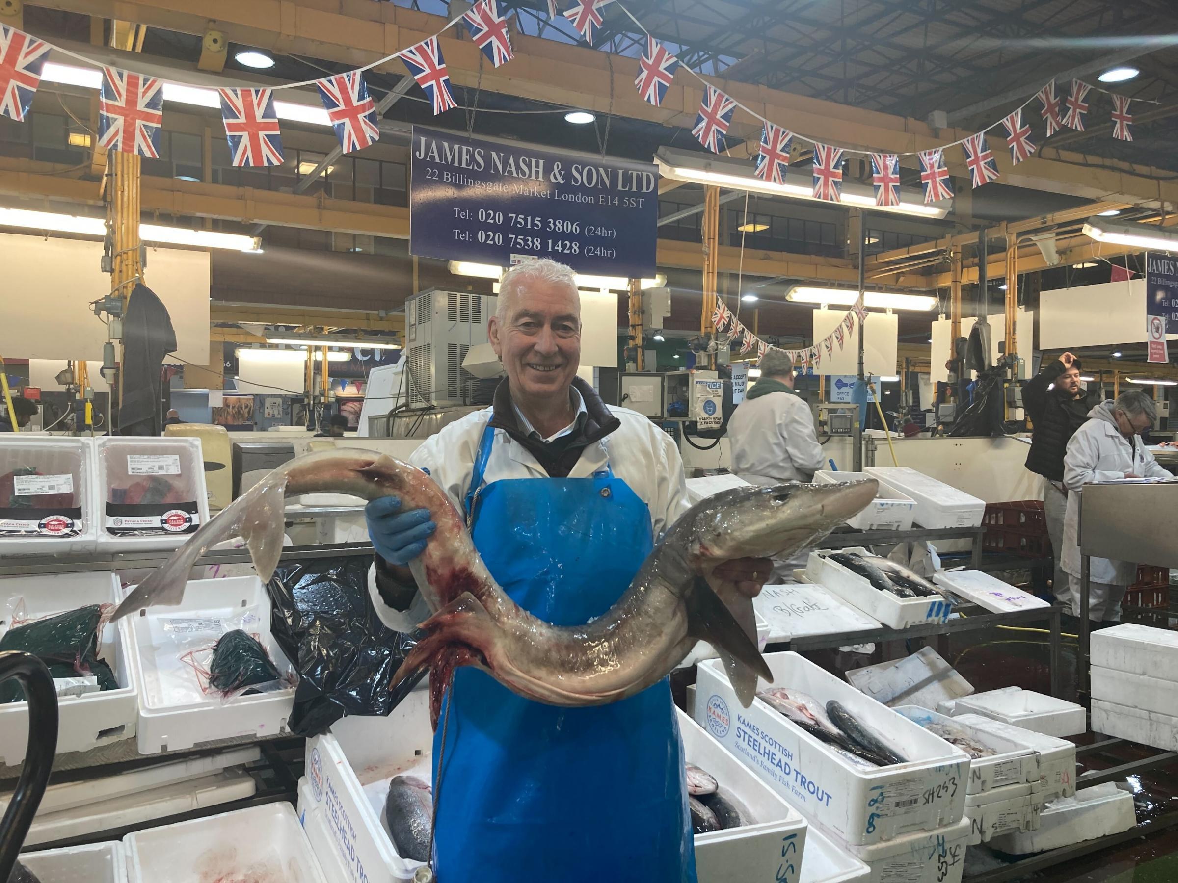 Mike Eglin has worked at the UK\s historic fish market, Billingsgate for a number of years Credit: Ruby Gregory 
