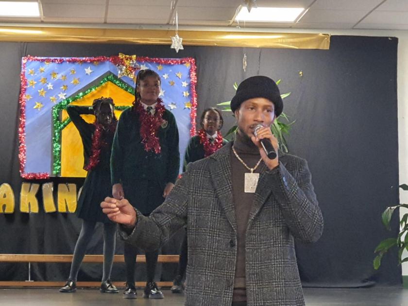 Rapper D Double E visits St Antony’s Catholic Primary School