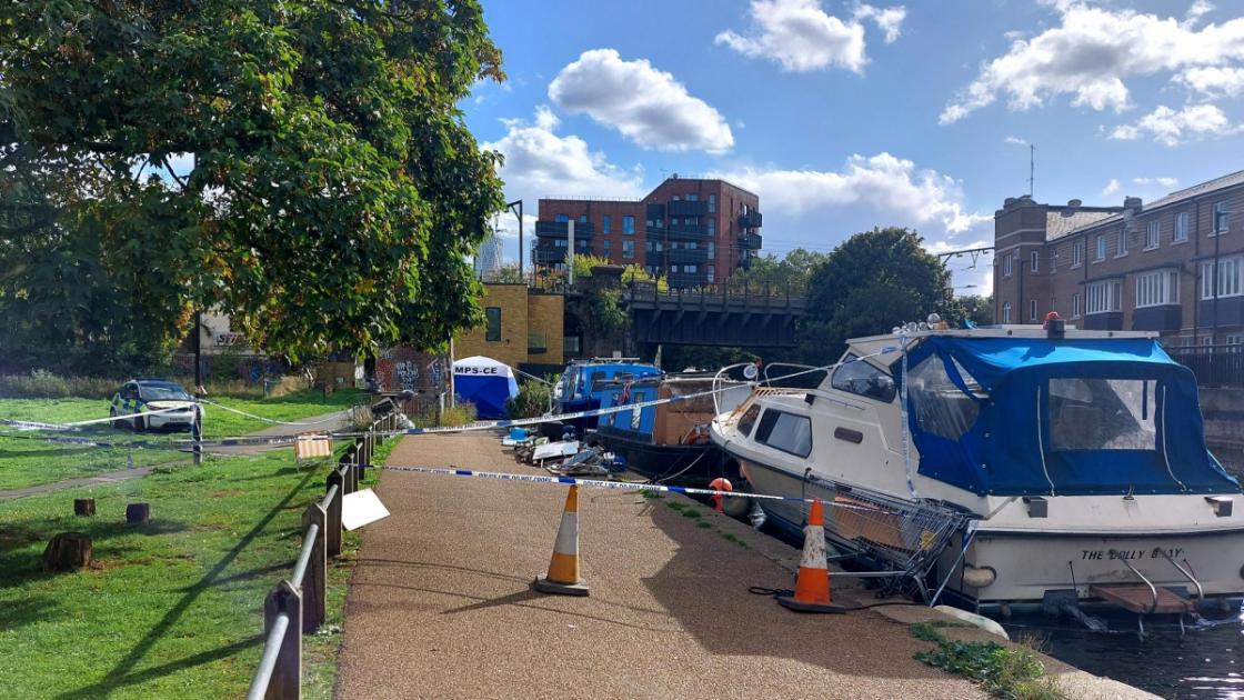 Forensics at Regents Canal Limehouse after body found