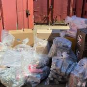 The haul of cigarettes and tobacco seized from containers near Chrisp Street Market