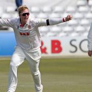 Simon Harmer of Essex claims the wicket of Ned Eckersley during Essex CCC vs Durham CCC, LV Insurance County Championship Group 1 Cricket at The Cloudfm County Ground on 18th April 2021