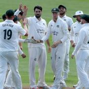 Brett Hutton of Nottinghamshire celebrates taking the wicket of Nick Browne during Essex CCC vs Nottinghamshire CCC, LV Insurance County Championship Group 1 Cricket at The Cloudfm County Ground on 5th June 2021