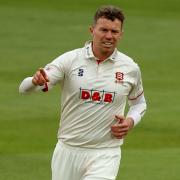 Peter Siddle of Essex celebrates taking the wicket of Danny Briggs during Essex CCC vs Warwickshire CCC, LV Insurance County Championship Group 1 Cricket at The Cloudfm County Ground on 21st May 2021