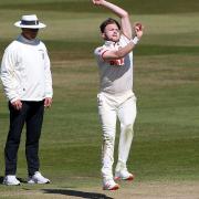 Sam Cook in bowling action for Essex during Warwickshire CCC vs Essex CCC, LV Insurance County Championship Group 1 Cricket at Edgbaston Stadium on 25th April 2021