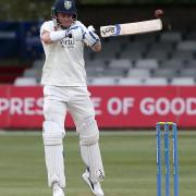 Scott Borthwick hits 4 runs for Durham during Essex CCC vs Durham CCC, LV Insurance County Championship Group 1 Cricket at The Cloudfm County Ground on 15th April 2021