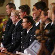 Police officers at the Barking Abbey service (pictures: Steve Poston)
