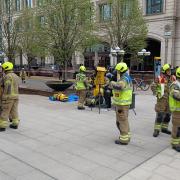 Firefighters were called to the health club in Cabot Square after a smell of chemicals was reported