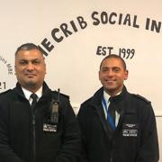 PS Daleel and PC Reed at The Crib youth club, during the event