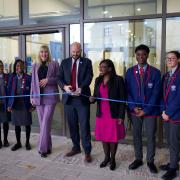 Mayor of Hackney, Philip Glanville, cut the ribbon to mark the official opening of the Shoreditch Park school