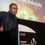 Charles Babalola inspiring students at awards night