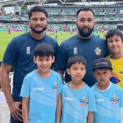 Muhi Mikdad and Atikur Rahman with youngsters at The Oval to watch new competition The Hundred.