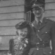 Hackney author Matha Leigh's parents on their wedding day on July 6, 1945, outside Hackney Town Hall.