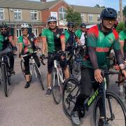 Some of the 'Freedom 50' riders heading to Whitechapel's Altab Ali Park
