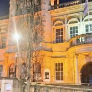 Redbridge Town Hall lit up orange in a message about women's safety