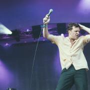 Ed Macfarlane of Friendly Fires on stage at Sunday's All Points East gig. Picture: Rory James
