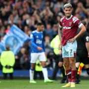 West Ham United's Gianluca Scamacca appears dejected after the Premier League match at Goodison Park