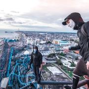 Rikke Brewer, 18, climbed to the top of the tallest rollercoaster in the UK at Blackpool Pleasure Beach on July 22 for a video for his YouTube channel