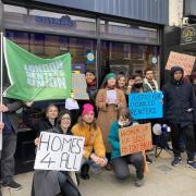 Members of the London Renters Union (LRU) demonstrated outside Winkworth on Roman Road