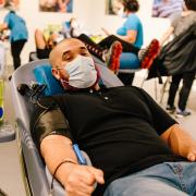 Blood donor helping NHS shortage