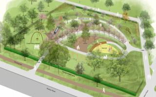 An artist's rendering shows what the new playground at Shoreditch Park will look like