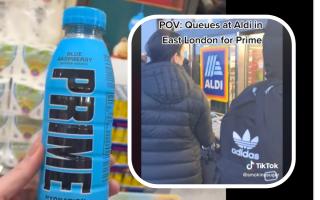 Social media videos show crowds queuing at Aldi stores in east London for YouTubers KSI and Logan Paul's hydration drink Prime