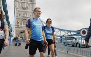 Hugh Dennis starts the walk from Tower Bridge